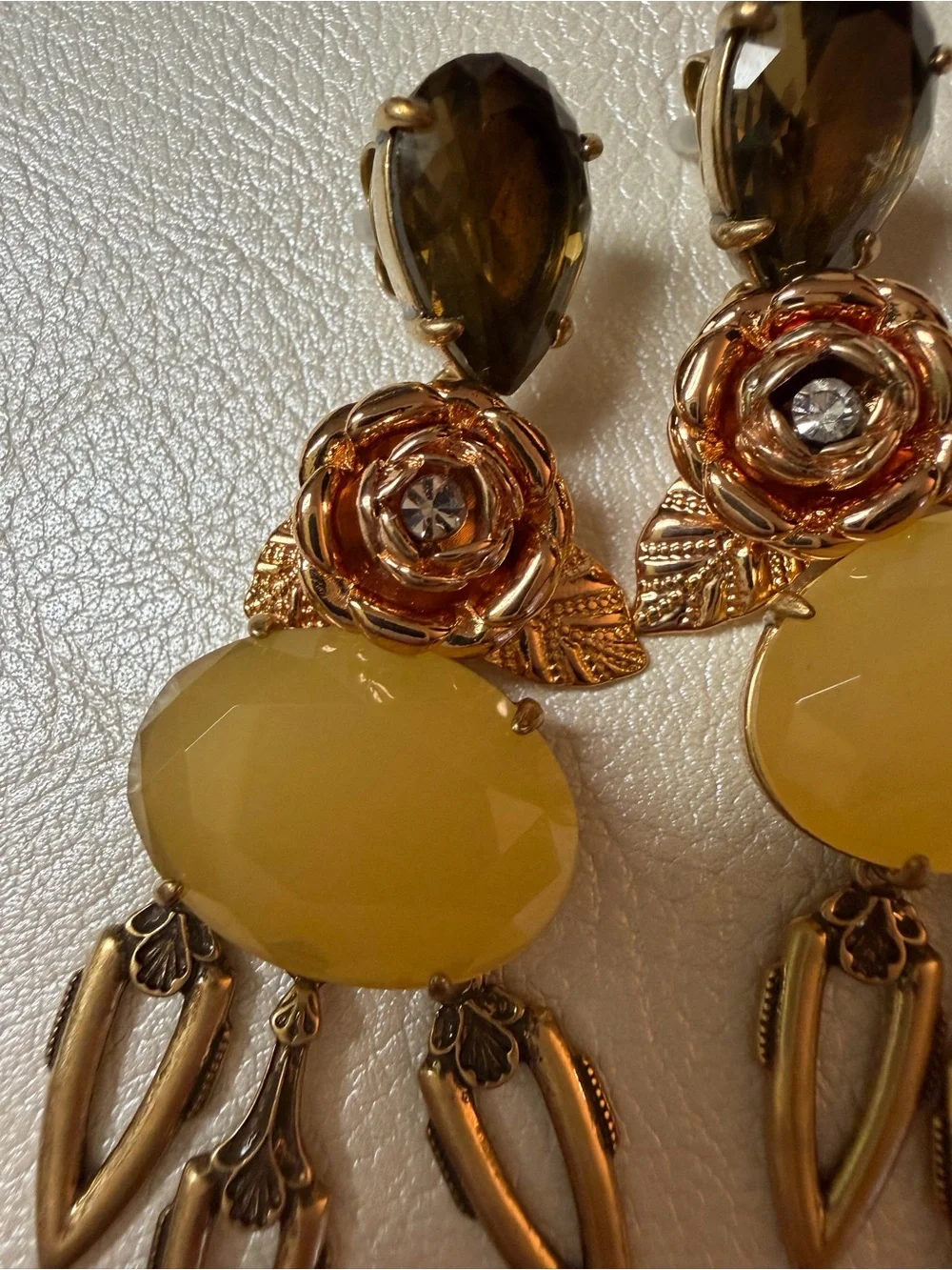 J. Crew Gold-Tone Yellow Drop Floral Dangle Earrings